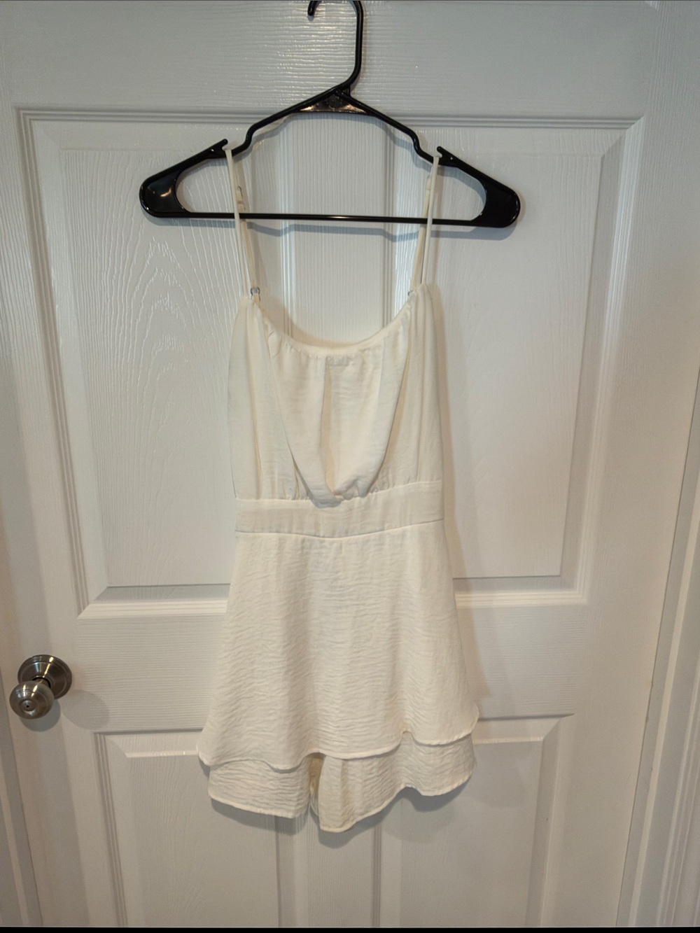 Altar'd State White Layered Spaghetti-Strap Chemise Romper